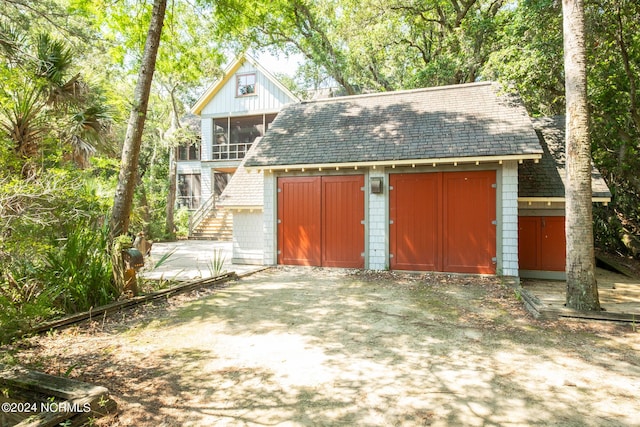 view of garage