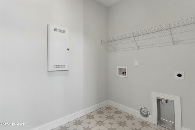 washroom featuring hookup for a washing machine and electric dryer hookup