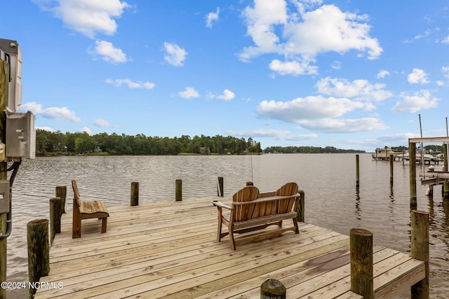 view of dock featuring a water view