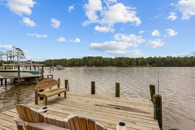 dock area featuring a water view