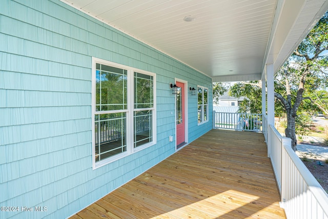 deck featuring a porch