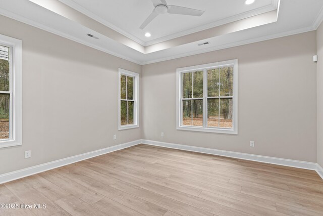 unfurnished room featuring an inviting chandelier, light hardwood / wood-style floors, coffered ceiling, and beamed ceiling