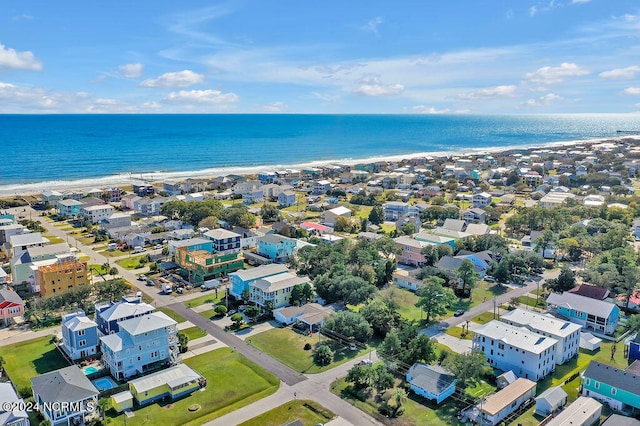 aerial view featuring a beach view and a water view