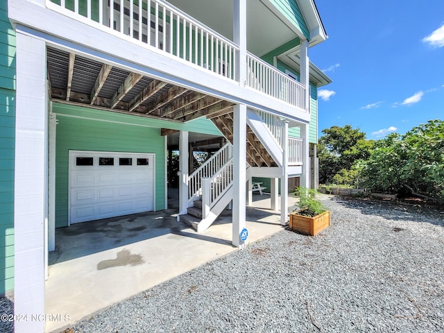 exterior space featuring a garage