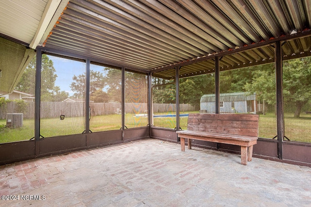 view of unfurnished sunroom