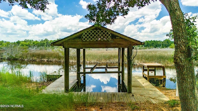 view of dock featuring a water view