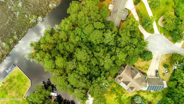 bird's eye view featuring a water view