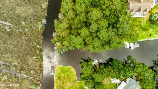 bird's eye view featuring a water view