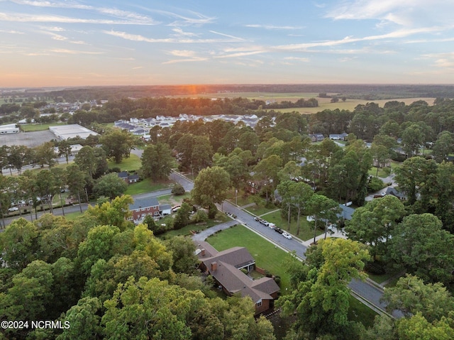 view of aerial view at dusk