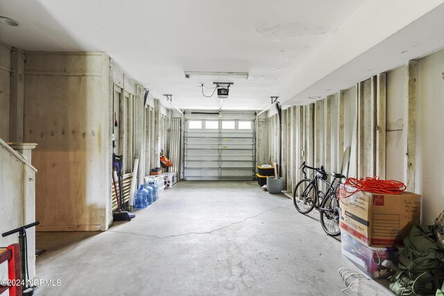 garage with a garage door opener