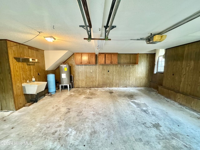 interior space featuring wood walls