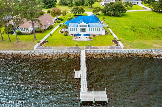 exterior space featuring a water view