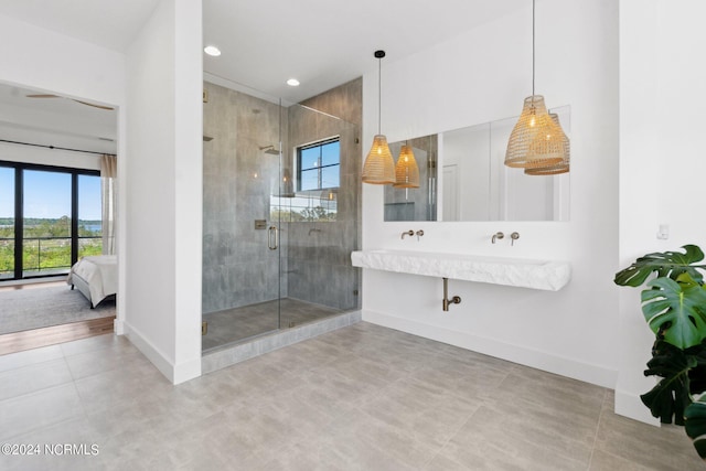 bathroom featuring an enclosed shower