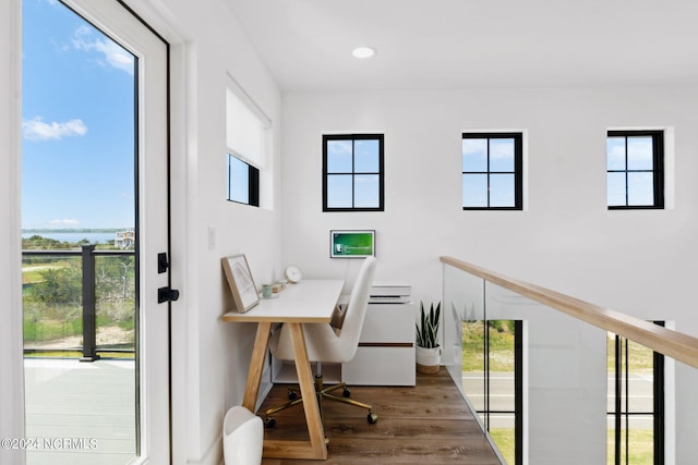 office featuring hardwood / wood-style flooring