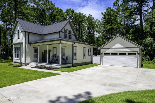 view of front of home featuring a front yard and a porch