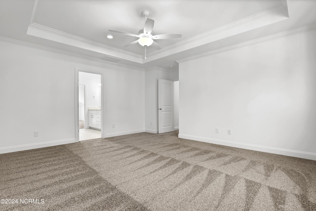 65 Tilloo Cut Way, Hampstead, NC 28443 - carpeted spare room with a tray ceiling, ornamental molding, ceiling fan, baseboards, and recessed lighting