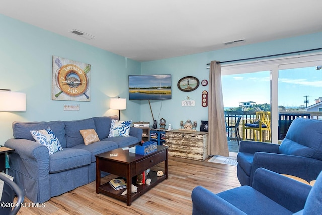 living room featuring light hardwood / wood-style flooring