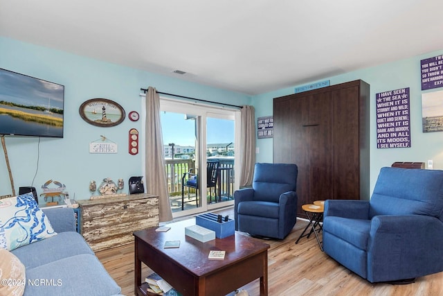 living room with light wood-type flooring