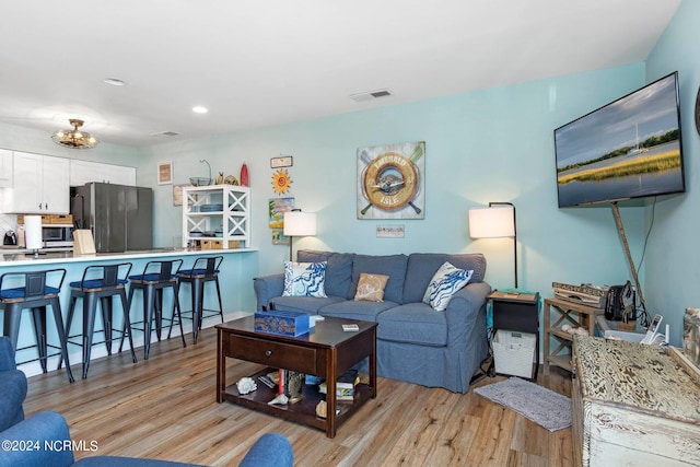 living room featuring light hardwood / wood-style flooring