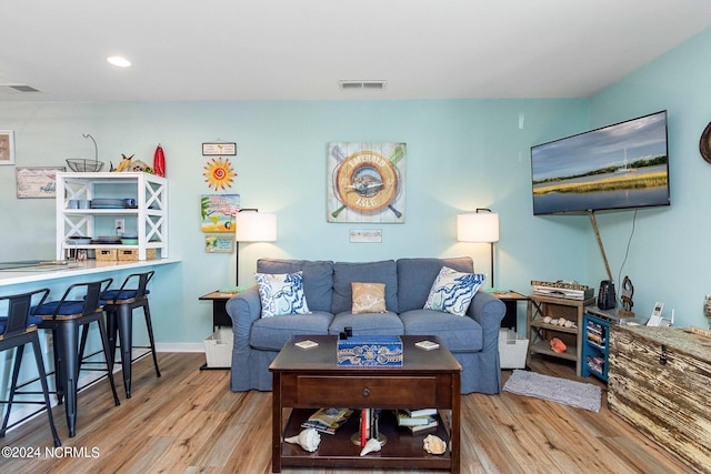 living room featuring light wood-type flooring