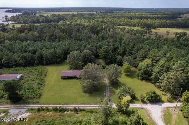 bird's eye view featuring a view of trees