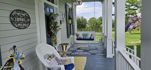 wooden deck with covered porch