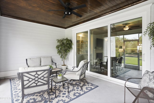 view of patio / terrace with outdoor lounge area and a ceiling fan