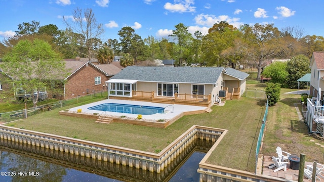 116 Sailors Ct, New Bern, NC 28562 - back of property featuring a deck with water view and stucco siding
