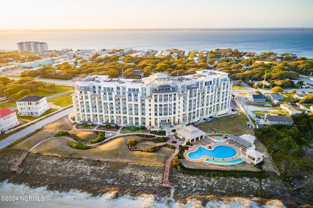 1435 Salter Path Rd Unit E7Grande, Villas, Indian Beach, NC 28512 - drone / aerial view of a pool area and a nearby body of water