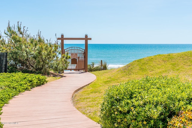 view of property's community with a water view