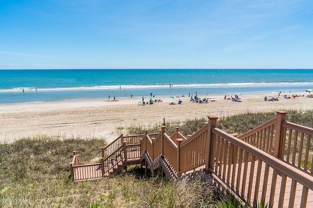 view of water feature featuring a beach view