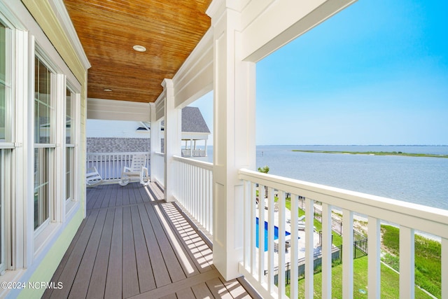 balcony with a water view