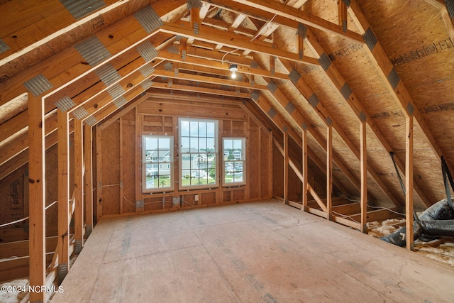 view of unfinished attic