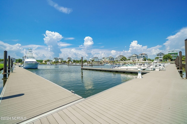 view of dock featuring a water view