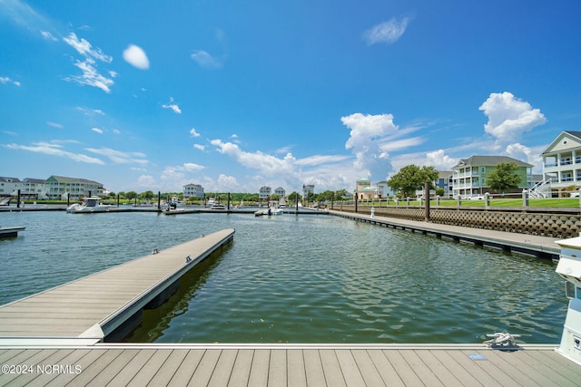 view of dock featuring a water view