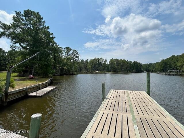 view of dock featuring a water view