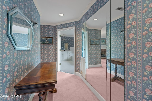 bathroom with crown molding