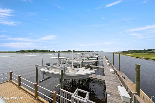 view of dock featuring a water view