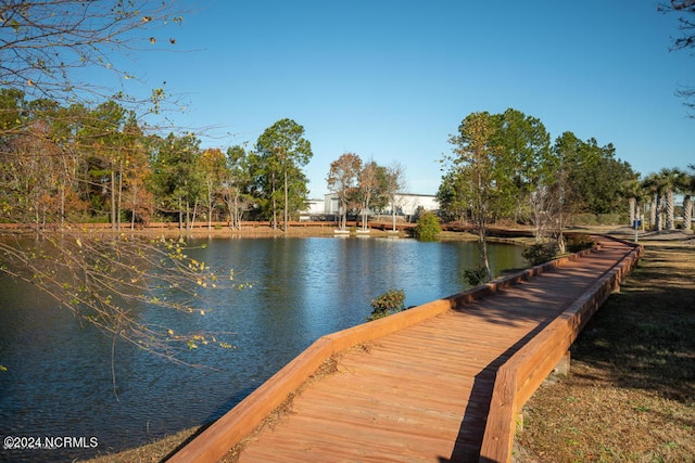 dock area featuring a water view