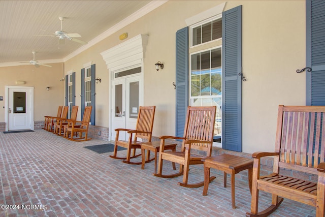 view of patio / terrace featuring ceiling fan