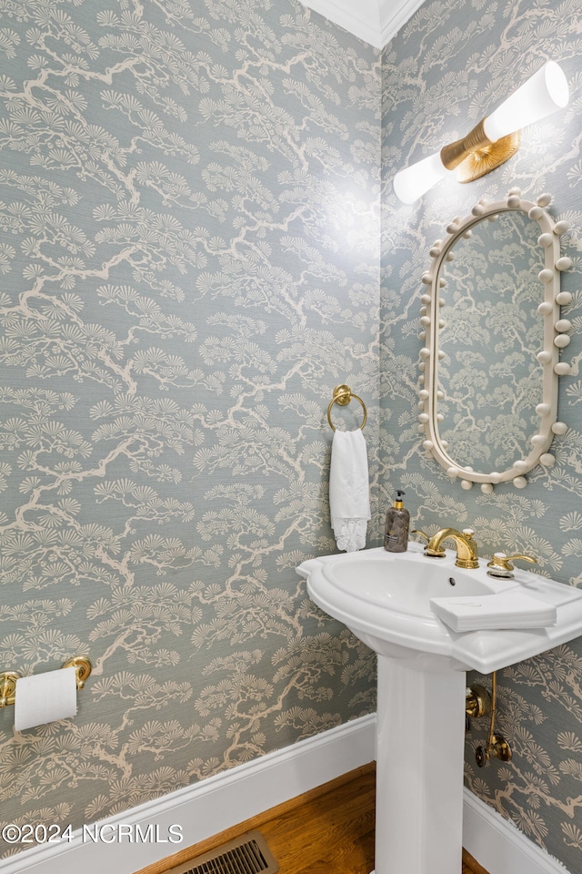 bathroom featuring hardwood / wood-style flooring