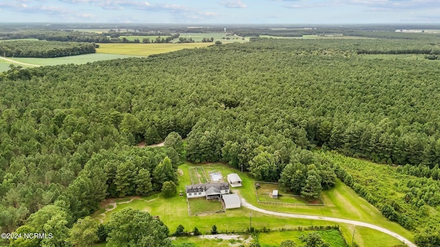 birds eye view of property featuring a rural view