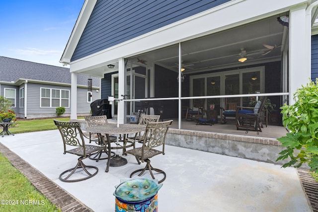 view of patio with ceiling fan