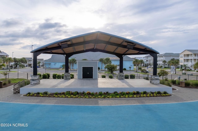 view of swimming pool with a gazebo