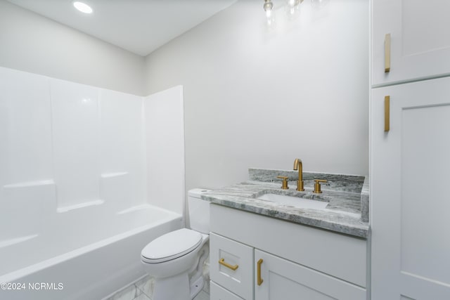 full bathroom with vanity, toilet, and shower / bath combination