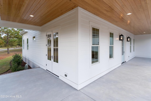 view of patio featuring french doors