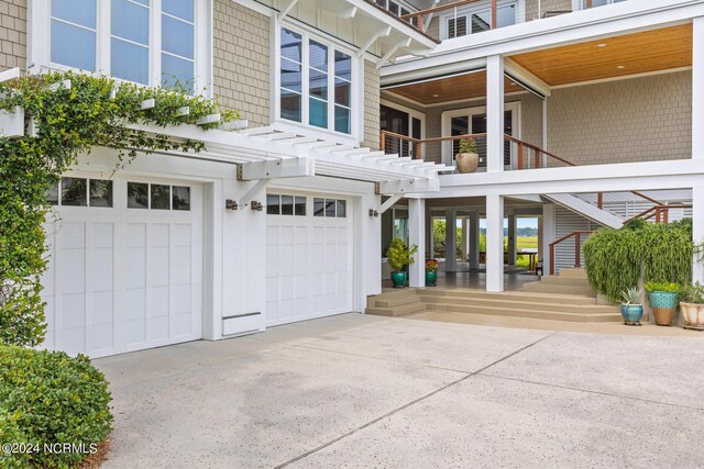 exterior space with a garage