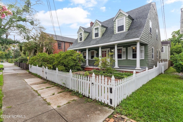 new england style home with a porch