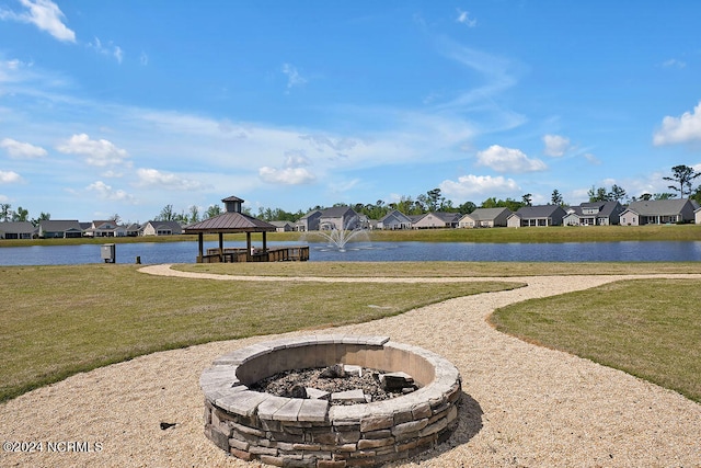 view of water feature with a gazebo