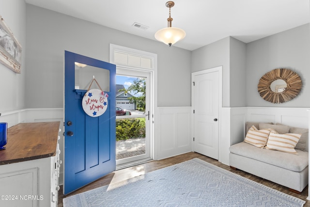 foyer entrance featuring dark wood-type flooring